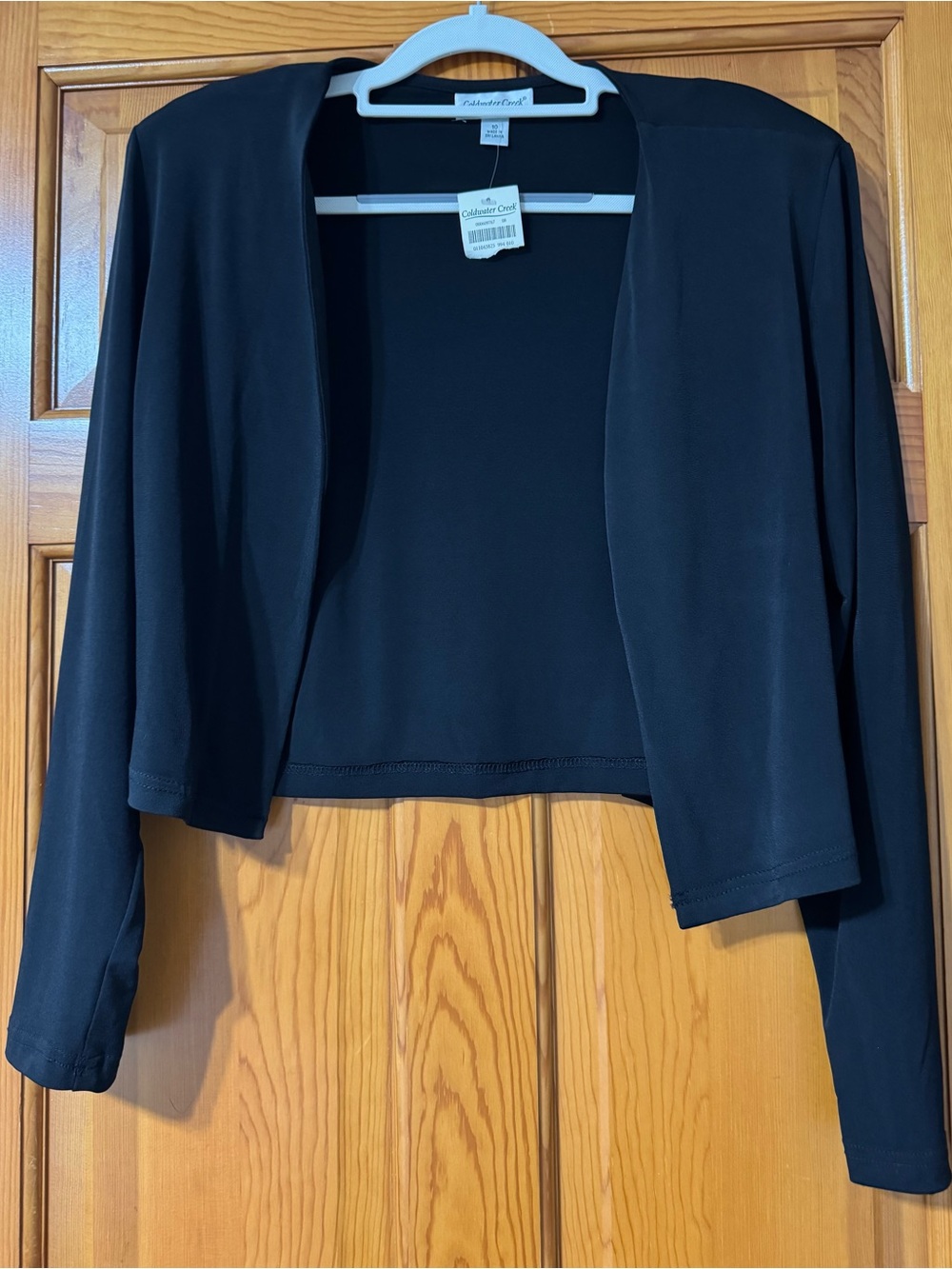 Coldwater Creek Black Long-Sleeve Cropped Jacket